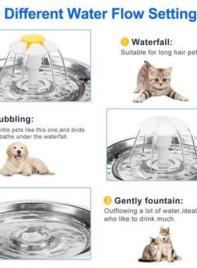 Autombatic Pet Water Fountain with LED USB Powered Dog Cat D