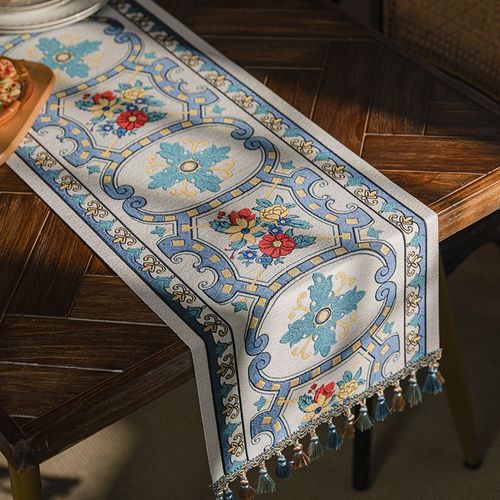 极速新款北欧新年桌布红色喜庆结婚提花桌L旗电视柜茶几鞋柜盖布