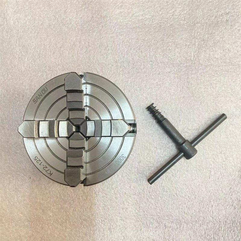 热销小车床三爪卡盘动爪自定心卡盘联动卡盘100mm125Wmm卡盘四爪