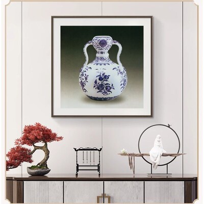 苏绣初学aDIY套件材料包 清青花折枝花果如意耳瓶 瓷器刺绣装饰画