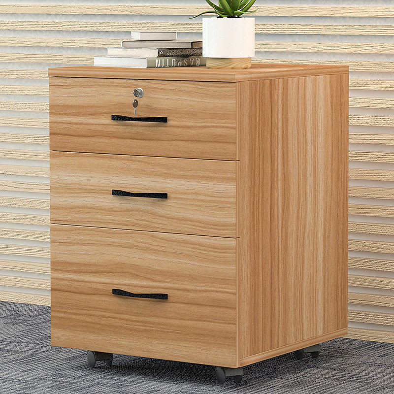 香江办公落地文件柜办公柜带锁三抽屉资料柜储物移动小柜子矮柜