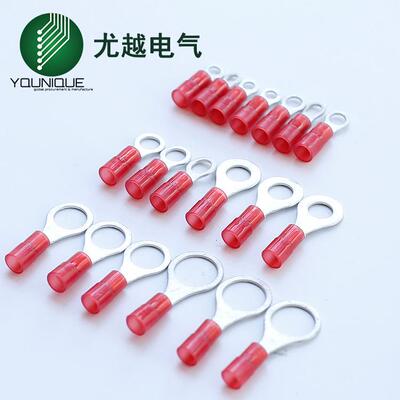 尼龙绝缘护套圆形接线端子RV环形铜线鼻子冷压端子RVN1.25