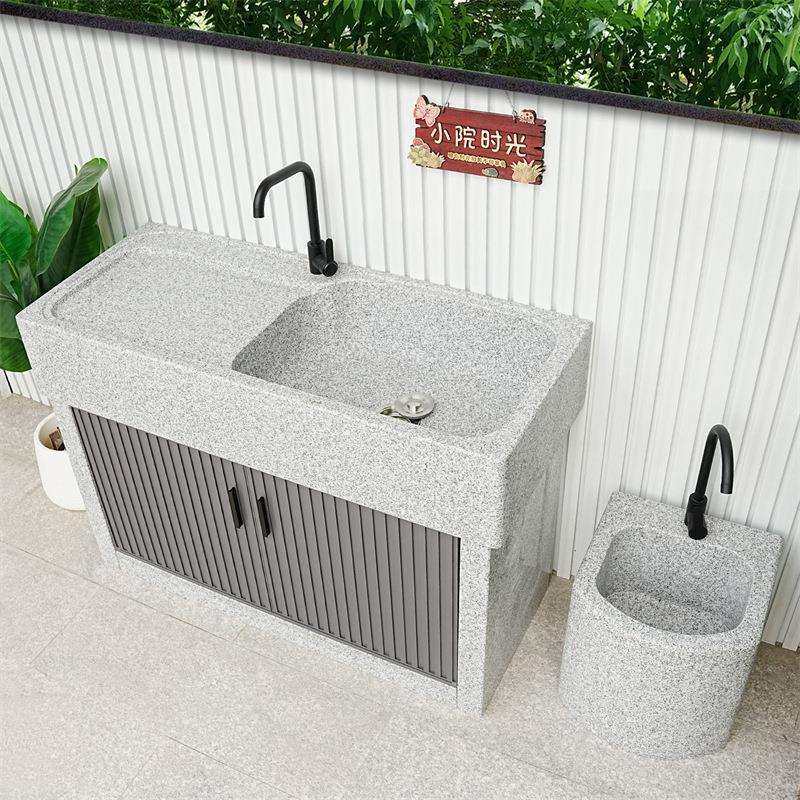 天然大理石洗衣池台盆阳台户外庭院花园整石一体洗手池平台水槽门