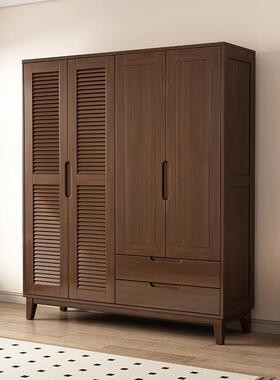 全实木百页格栅衣柜橱柜家用卧室储物柜现代简约234门衣架衣橱