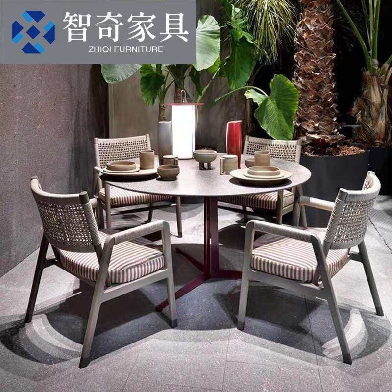 户外休闲藤编沙发室外庭院藤椅阳台花园设计师实木柚木椅子三件套