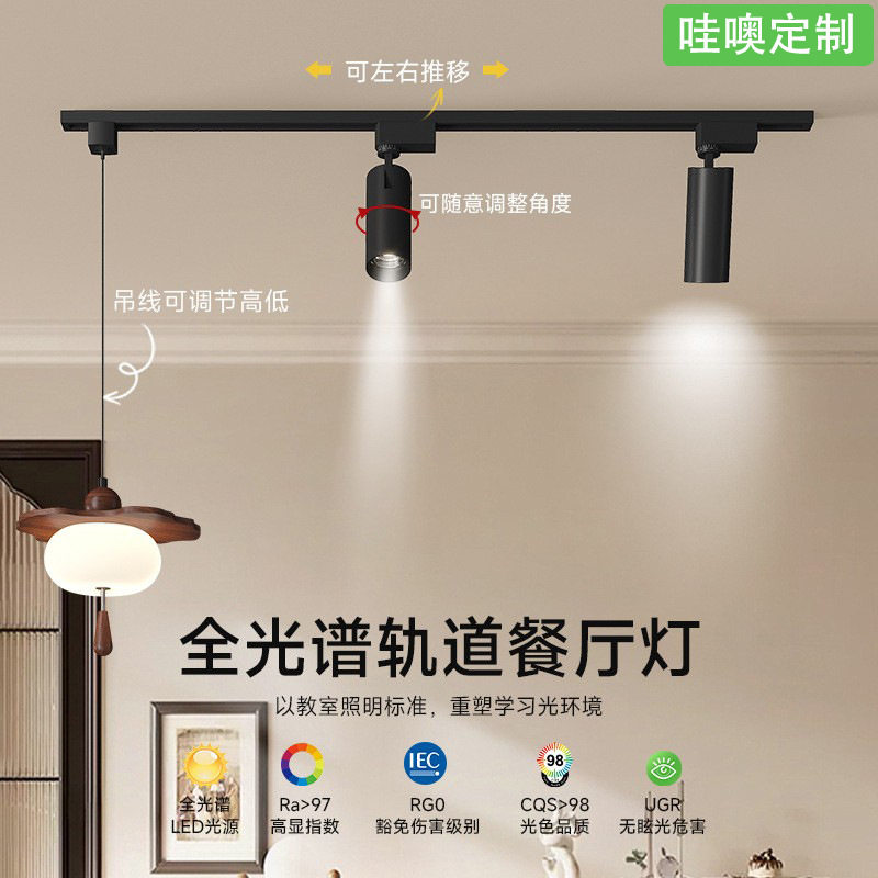 【哇噢】中古轨道吊灯复古可移动餐桌灯设计师款2025新款岛台吊灯