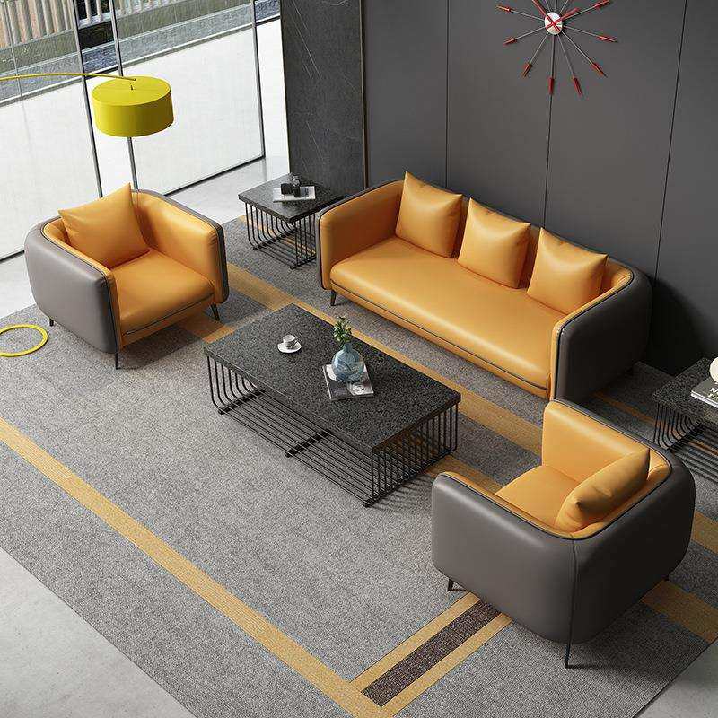 办公室沙发茶几组合套装服装店售楼处简约休闲会客接待沙发皮艺