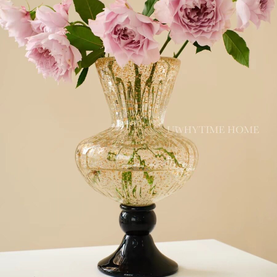 洒金琉璃高脚复古中古法式高品质风灯花瓶花器插花摆件批发