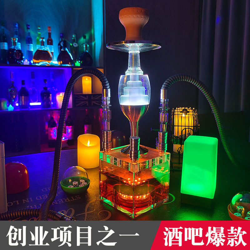 跨境供应ShishaHookah酒吧水烟全套清吧带灯水烟套装发光壶
