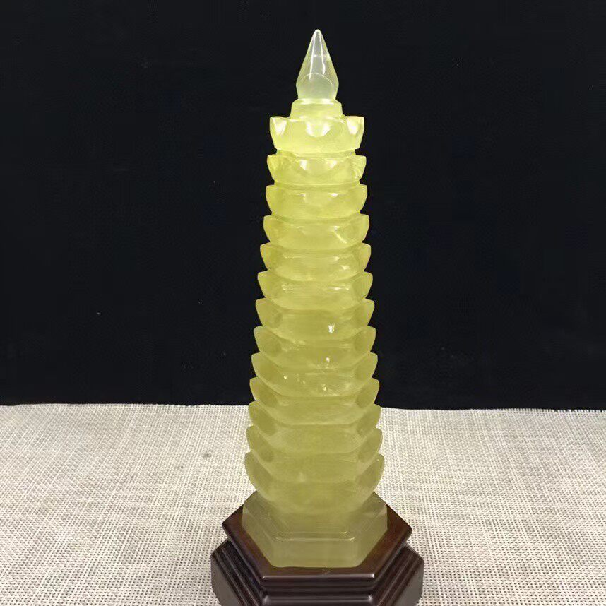 精品天然黄水晶文昌塔摆件整块原石手工雕刻办公室书桌家用