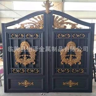 欧式别墅大门乡村庭院门铝艺大门别墅对开双开门电动悬浮折叠门