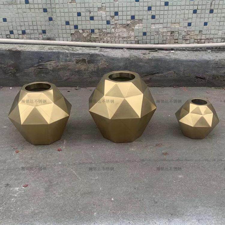 供应金属花箱停车场园林花盆无指纹落地式花器花瓶台面绿植花插