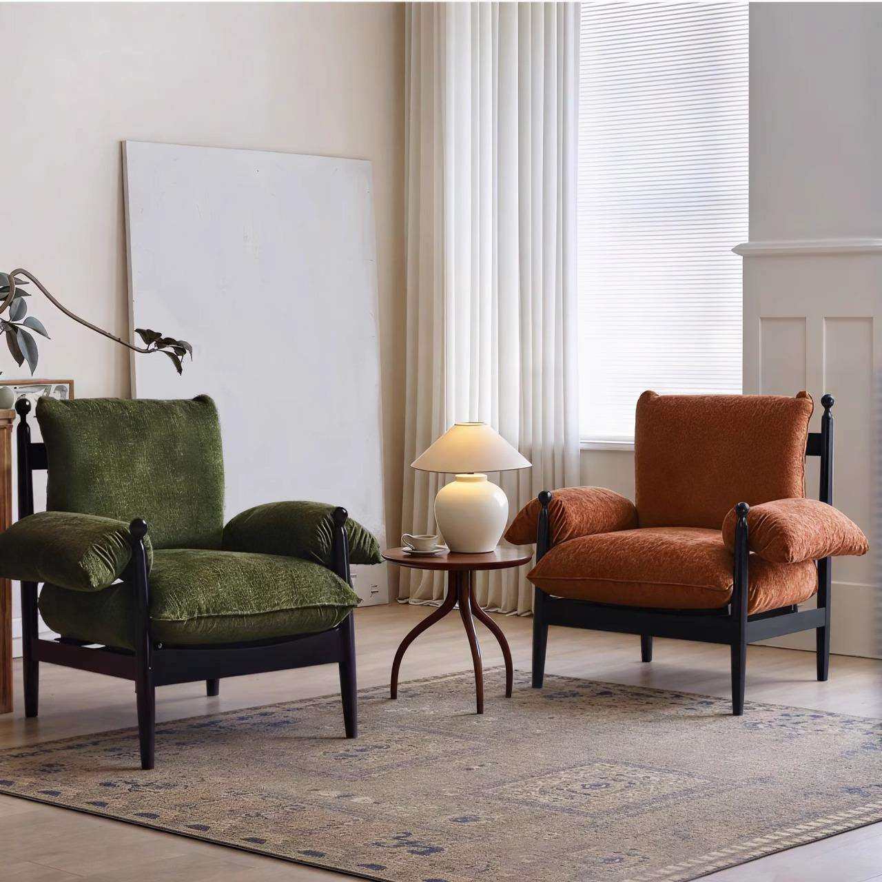 法式复古赤乌椅客厅阳台设计师靠背单人沙发椅中古风休闲懒人椅子