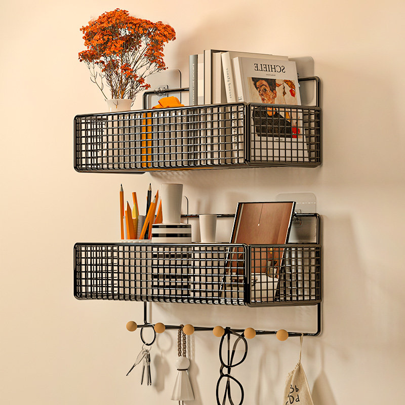 墙上置物架免打孔寝室床头挂墙宿舍浴室卧室床上挂篮神器收纳架