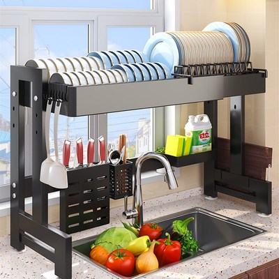 厨房水槽置物架碗架可伸缩碗碟沥水架台面多功能水池洗放碗收纳架
