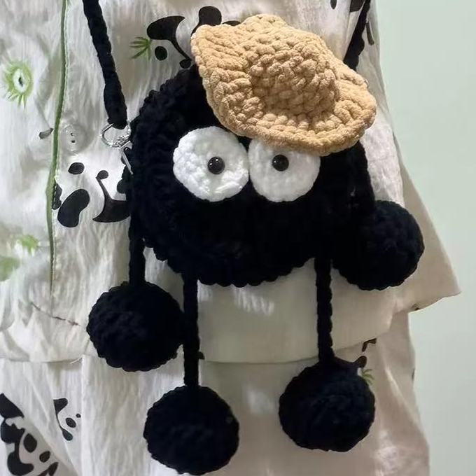 diy宫崎骏黑煤球斜挎包钩织毛线手工编织材料包可爱送女友礼物