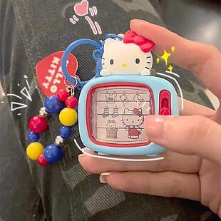 蝴蝶结小猫解压迷你电视机钥匙扣可爱凯蒂猫玩具书包挂件钥匙链