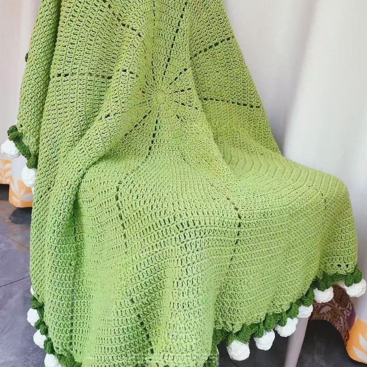 毛线钩针花束毯子DIY包