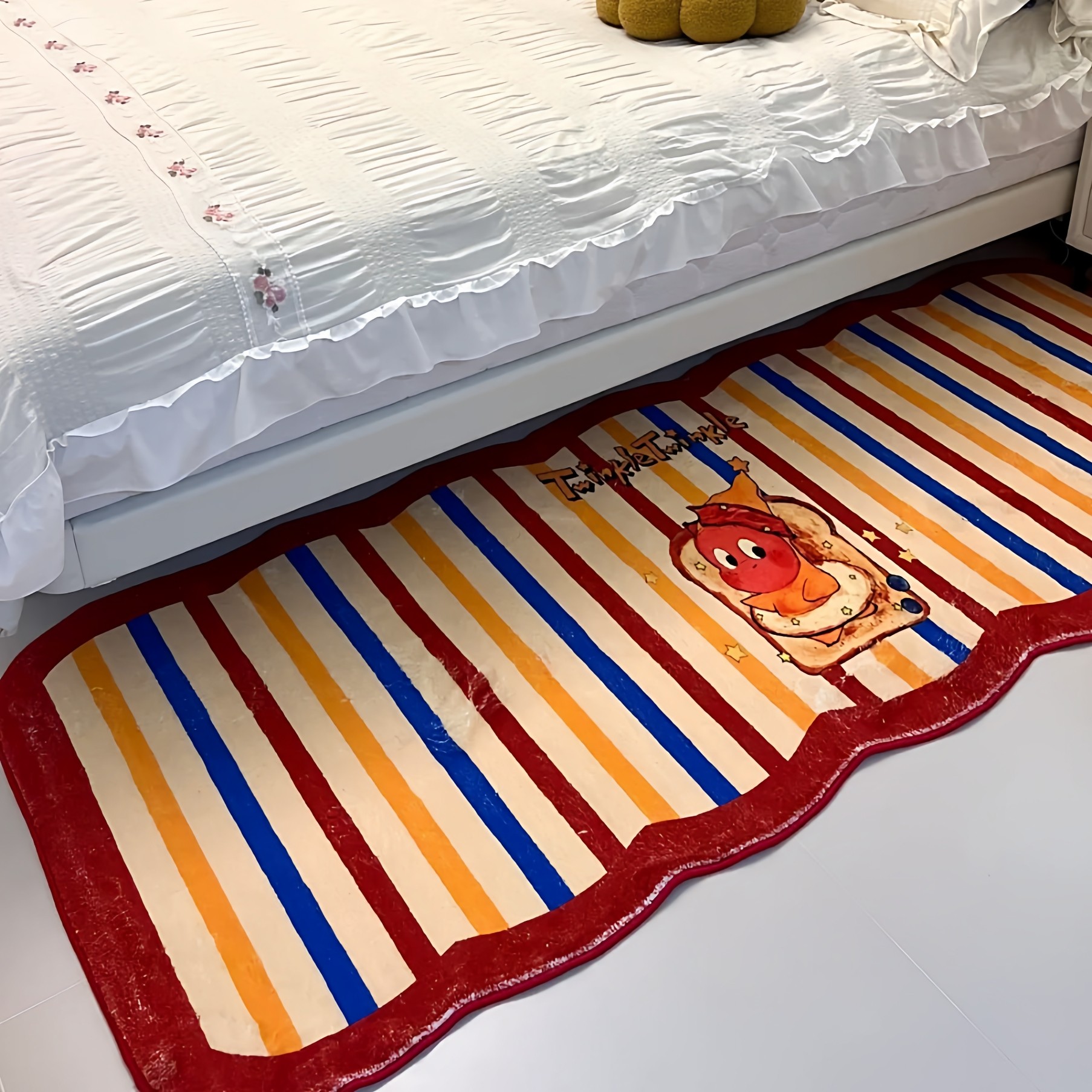 女孩粉色公主房异形脚垫仿羊绒床边毯房间柔软地垫高级床尾毯,居家布艺,床边毯,淘宝优惠券,粉丝福利购,淘宝优惠卷