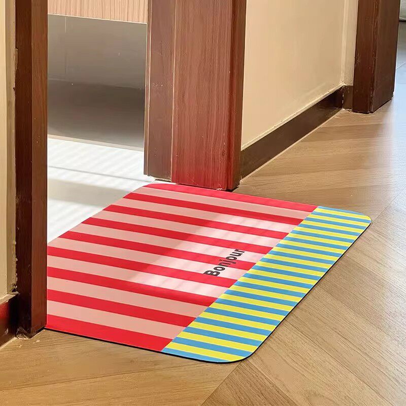 条纹浴室吸水地垫卫生间门口防水脚垫硅藻泥吸水垫子家用地面防滑