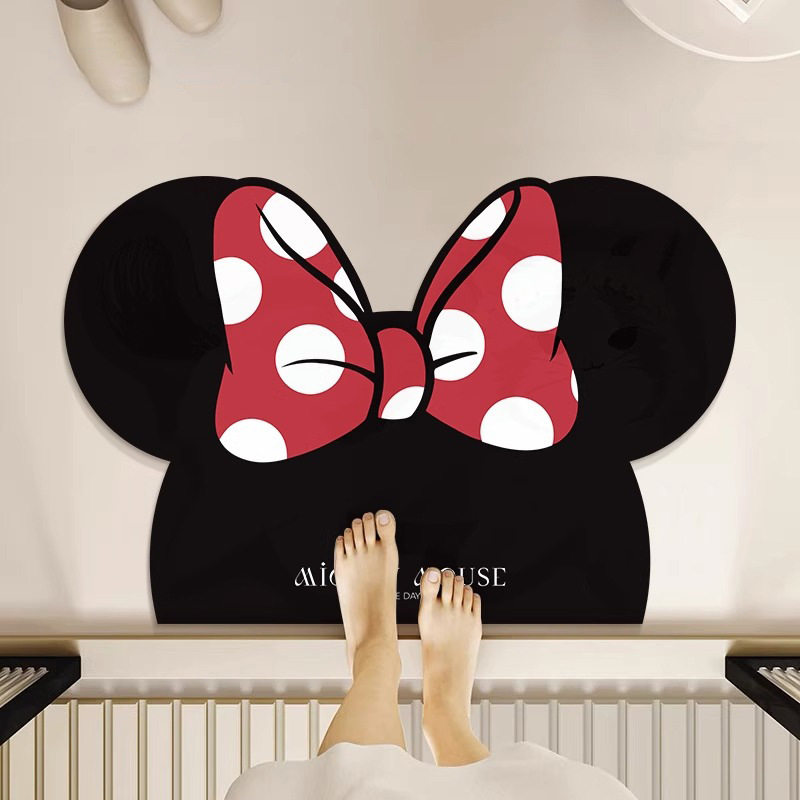 卡通米奇浴室硅藻泥吸水防滑垫卫生间门口厕所洗手间地垫防水脚垫