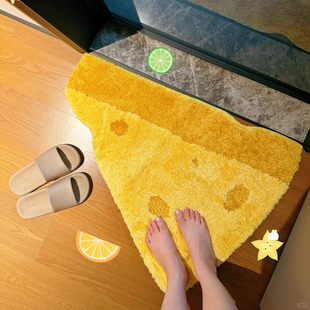 可爱奶酪仿羊绒地毯儿童房卧室床边毯玄关入户进门小地垫吸水垫