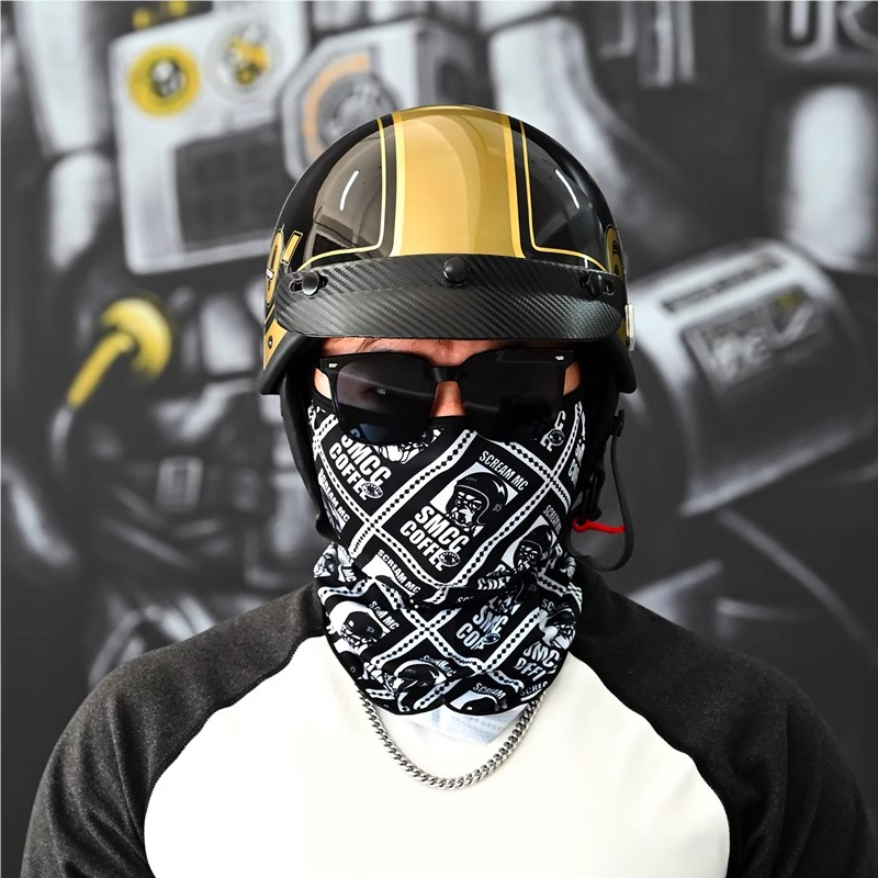 SMCC复古面巾美式头巾头盔骑行面罩男士防晒围脖秋冬女方巾挂耳式