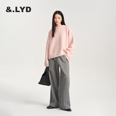 LYD高腰抽绳宽松束脚休闲裤