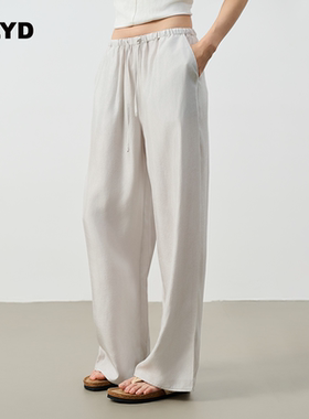 ANDLAYERED极简风高腰阔腿裤女松紧腰系带显瘦休闲裤慵懒松弛感