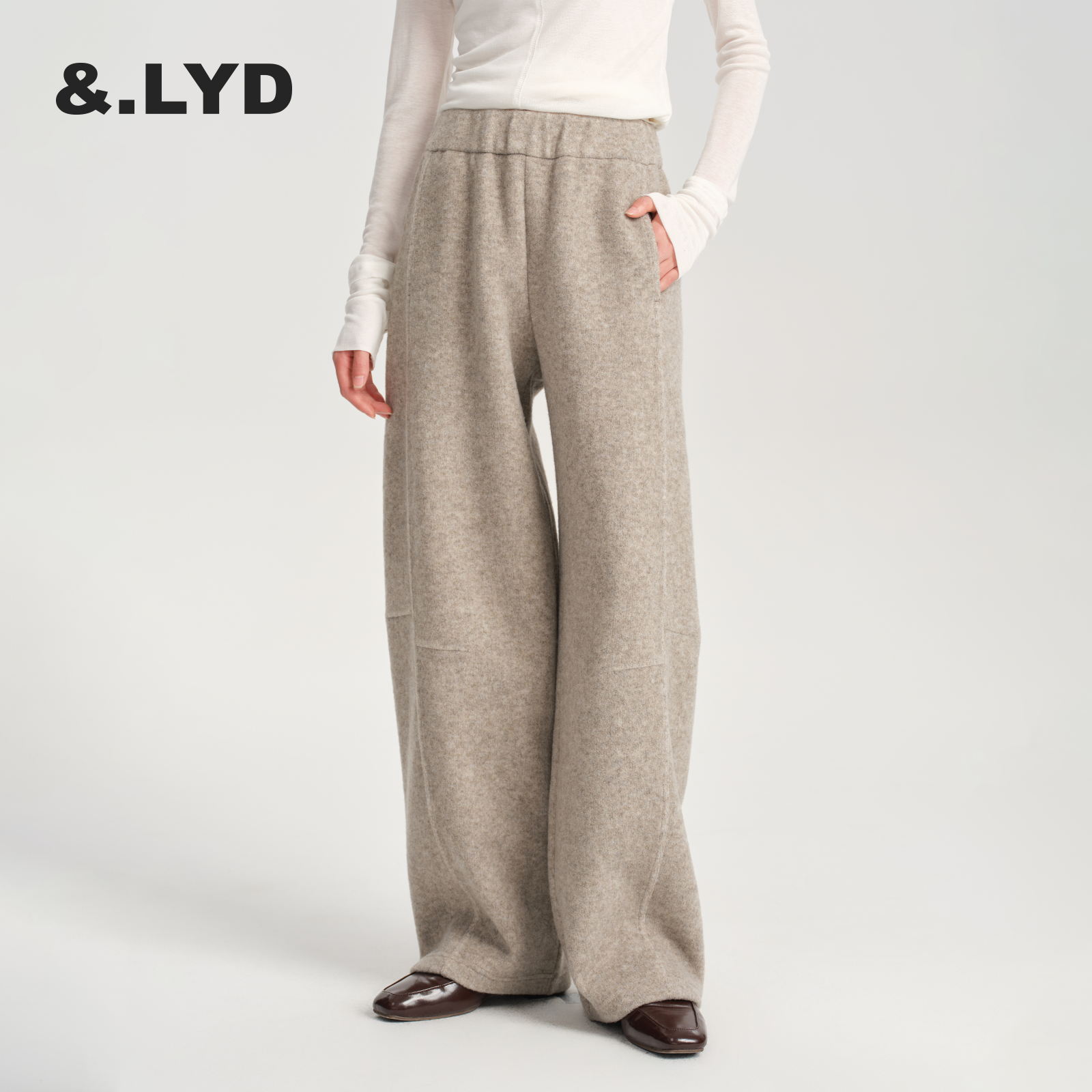 【明星同款】LYD2025新款秋冬毛呢加厚bf慵懒风阔腿长裤休闲裤