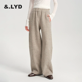 休闲裤 秋冬毛呢加厚bf慵懒风阔腿长裤 明星同款 LYD2025新款
