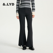 特价 春夏四季 &LYD垂垂马蹄裤 女高腰西裤 透气新款 开叉微喇裤