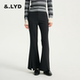 特价 春夏四季 &LYD垂垂马蹄裤 女高腰西裤 透气新款 开叉微喇裤