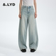 水洗做旧宽松阔腿弯刀裤 女2025秋薄款 博主推荐 &LYD拖地牛仔裤