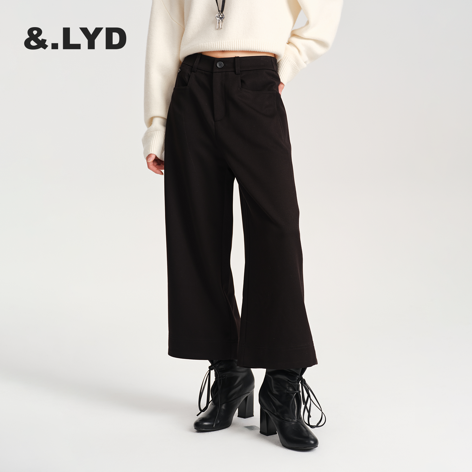 ANDLAYERED高腰休闲裤黑色九分裤直筒阔腿裤秋冬新款流行爆款裤子,女装/女士精品,休闲裤,淘宝优惠券,粉丝福利购,淘宝优惠卷