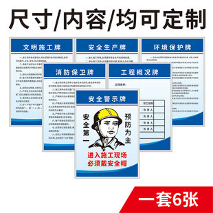 建筑工地项目施工现场五牌一图牌八大员岗位职责制度牌安全生产文明消防保卫环境保护工程概括施工警示标识牌