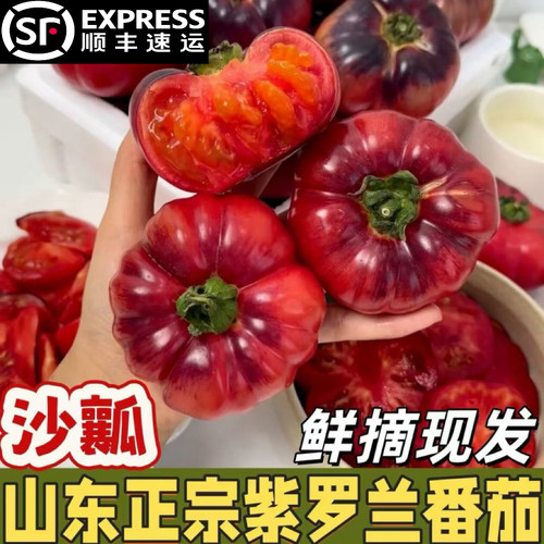 顺丰山东紫罗兰番茄丑马蹄鹅肝番茄紫元帅西红柿火山番现摘新鲜大