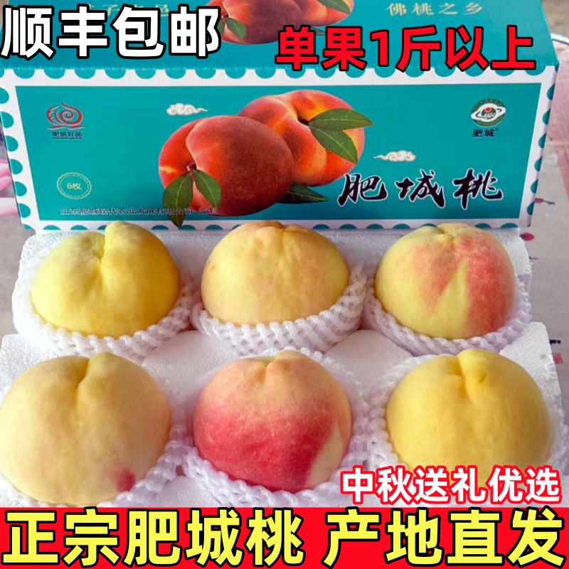 顺丰山东水蜜桃肥城特产肥桃礼盒现摘新鲜脆甜超大毛桃子肥佛桃