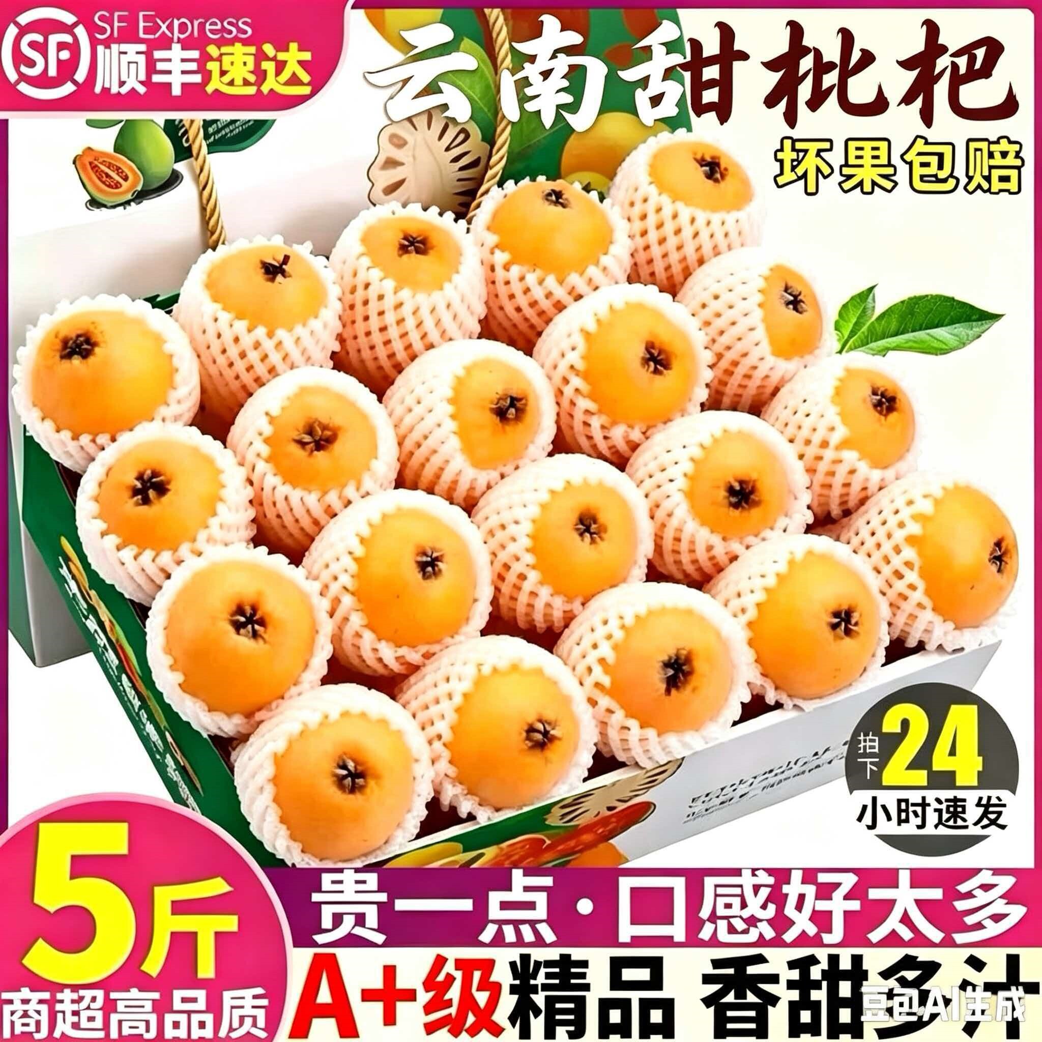 顺丰新鲜枇杷鲜果甜枇杷大果当季树熟云南蒙自高山现摘长虹枇杷图片
