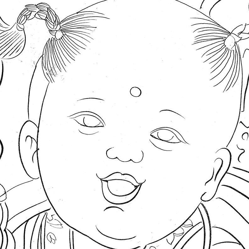 工笔画龙白描底稿鱼跃龙门国画花鸟临摹练习线描画稿实物打印稿