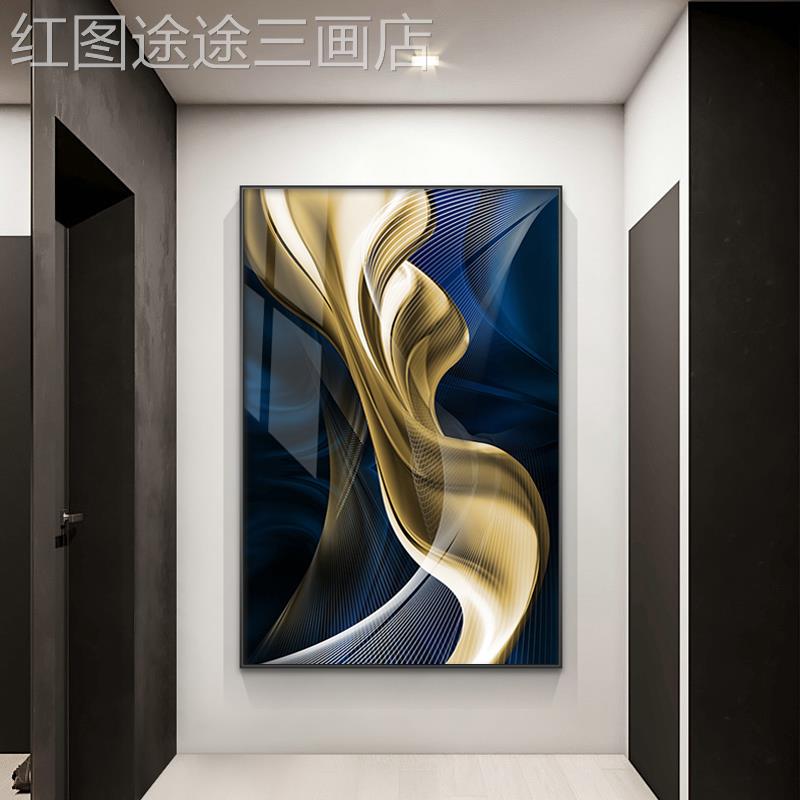 网红抽壁玄关装饰画走廊过线道画大气条代别墅现客象厅背景墙挂画图片