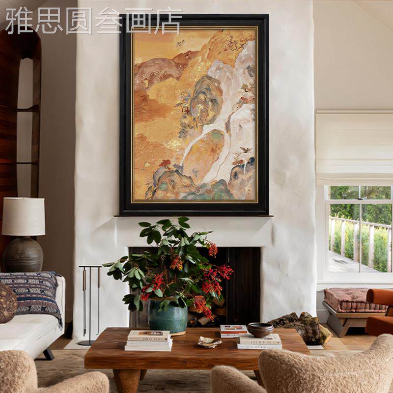 背靠山金纯手绘油画中古客厅装饰现代装饰画