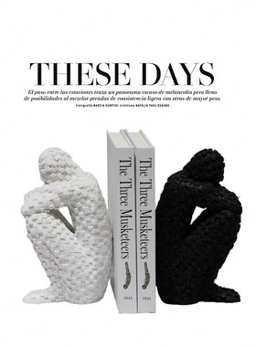 现代创意摆件白色人砂岩摆件黑色人思考者书O挡摆件样板房家居饰