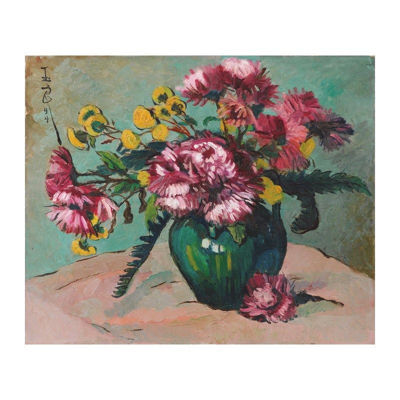 青瓶红菊潘玉良新中式玄关花卉手绘临摹装饰画W卧室客厅挂画,家居饰品,油画,淘宝优惠券,粉丝福利购,淘宝优惠卷