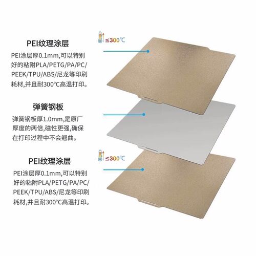 拓竹X1打印板超大模型专用板1.3mm厚PEI板PLA/PETRG/ABS3D打印热