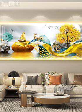 八画方聚财灯轻奢客厅饰画沙发简背景墙挂壁画约现装代高级感定做
