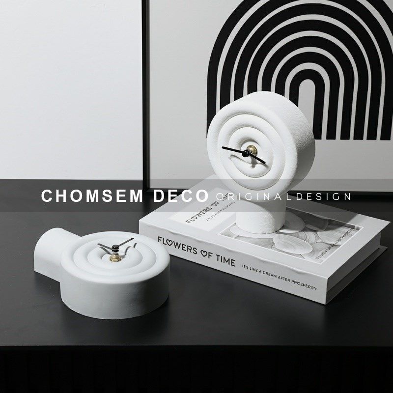 从上现代白e色树脂创意时钟座钟摆件样板间卧室床头柜玄关桌面装,家居饰品,装饰摆件,淘宝优惠券,粉丝福利购,淘宝优惠卷