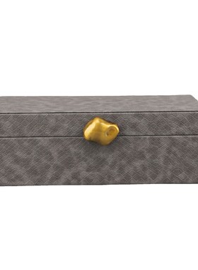 现代简约金属皮革收纳p盒售楼部样板间衣帽间首饰盒软装饰品摆件