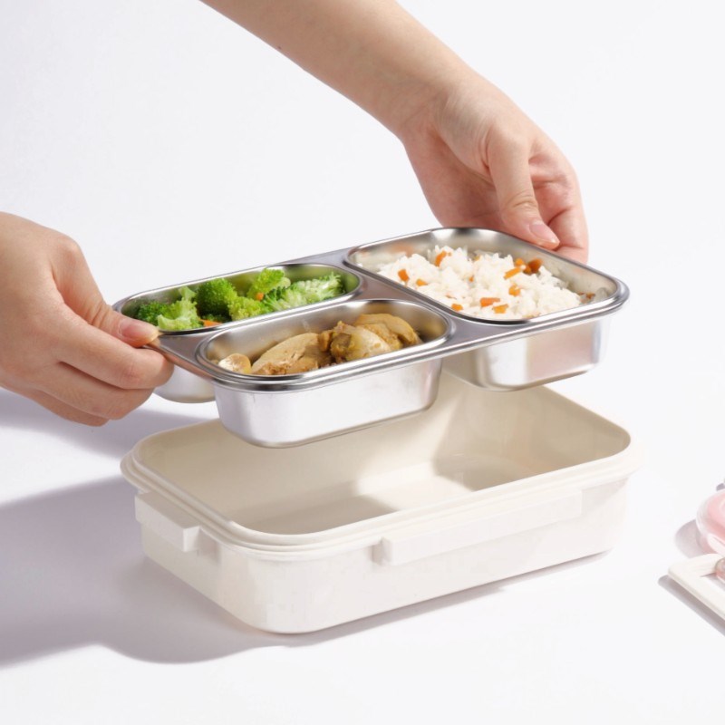 upco分格饭盒可微波餐盒便携三格上班族学生Z带饭小清新