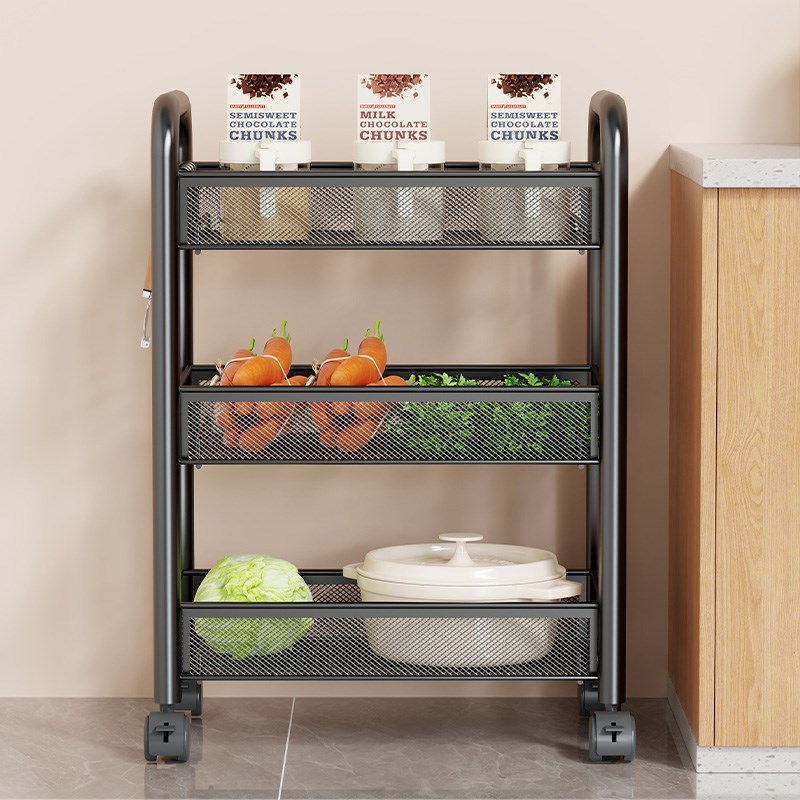 小推车置物架厨房多功能蔬菜收纳储物架子落地多层家X用可放菜篮